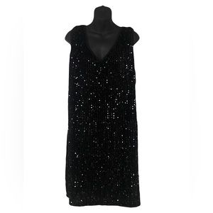 In’Voland Black Sequin Sleeveless Lined Pullover Dress Sheath